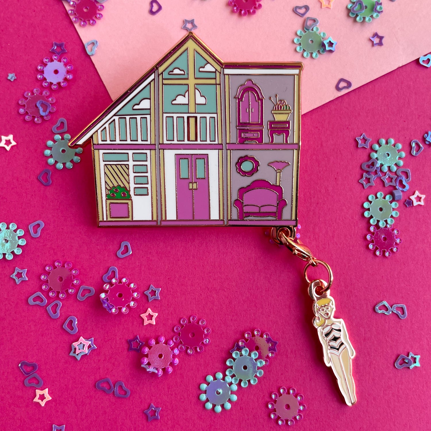 Yarnie Dream House Enamel Pin and Charm Set – Kitty With A Cupcake
